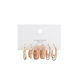 Korea dongdaemun trend earrings three-piece set of gypsophila multi-ring earrings, light luxury hypoallergenic earrings