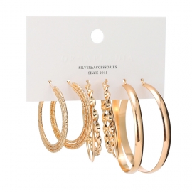 European and american hot style twisted flower glossy large circle earrings, gypsophila gold-plated earrings, three pairs of earrings set earrings