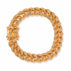 Boutique hip-hop 925 silver bracelet color preservation plating cuban bracelet cubanbracelet cross-border high-end jewelry