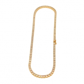 European and american hip-hop new square zircon tennis chain, copper inlaid zircon row necklace, color zircon men&acirc;��s necklace