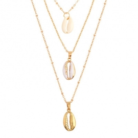 Fashion personality creative ladies natural shell pendant multilayer necklace
