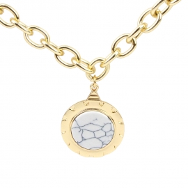 Personalized retro european and american style round turquoise pendant thick chain necklace