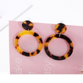 Factory direct amazon hot selling geometric round earrings europe and the united states exaggerated acrylic acetate plate leopard print earrings