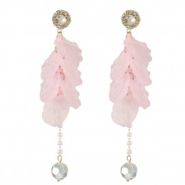 Japan and south korea new wild goddess earrings long petal frosted diamond earrings s925 sterling silver earrings