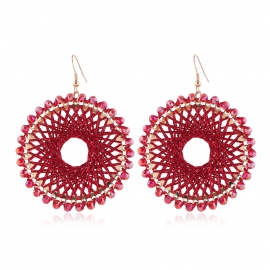 Cross-border exclusively for bohemian ethnic style exaggerated creative new fashion hand-woven rice bead ring earrings women