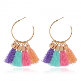 Cross-border earrings bohemian ethnic style sequins long tassel earrings amazon hot selling fashion creative earrings