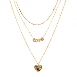 Wish fashion hot-selling jewelry letter love natural abalone shell love pendant multi-layer metal necklace source