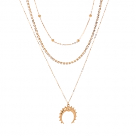 Amazon aliexpress hot selling explosive jewelry fashion all-match multilayer crescent pendant clavicle chain diamond necklace