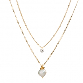 Wish fashion ladies jewelry elegant temperament necklace baroque pearl pendant multilayer necklace factory direct sales