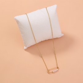 European and american fashion trend jewelry niche ins simple personality safety pearl pin necklace spot direct sales