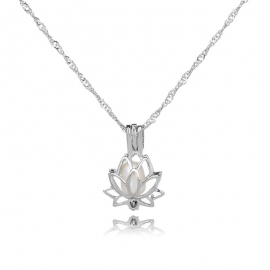 Aliexpress amazon europe and america hot sale necklace can be opened and closed simple hollow pearl lotus cage pendant