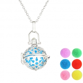Beautiful snowflake shape diy hollow aromatherapy necklace, round diamond multi-color ball openable pendant direct sale