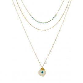 Wish new demon eye pendant necklace hand-woven double layer necklace bohemian bead necklace