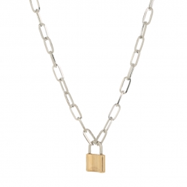 European and american cross-border jewelry, personalized fashion new product trend, lattice chain lock pendant, single-layer couple necklace