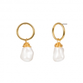 Summer simple jewelry, gold ring earrings, hand-woven freshwater pearl earrings, female accessories wholesale