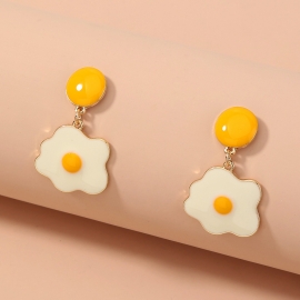 European and american trendy small accessories fashion personality pouch fried egg temperament earrings fun creative earrings women