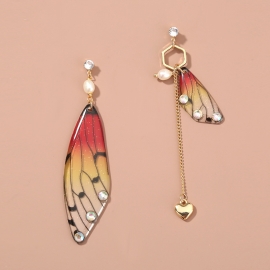 European and american fashion net celebrity explosion earrings creative personality butterfly asymmetric resin earrings super fairy simulation earrings
