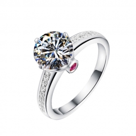 Female hearts & arrows 8.0aaa zircon ring with ruby diamond ring