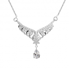 Angel love wing necklace gold and silver copper with gold electroplated finished necklace and zircon pendant