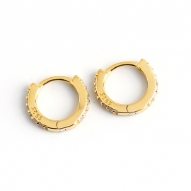 S925 sterling silver earrings round micro-set zircon personality trend earrings earrings