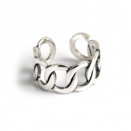 Wide face chain s925 sterling silver ring