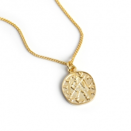 Golden irregular face portrait head coin s925 sterling silver necklace pendant