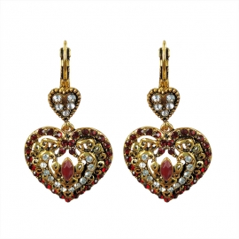 Vintage bohemian diamond heart-shaped pendant earrings peach heart-shaped resin gold-plated ear clips