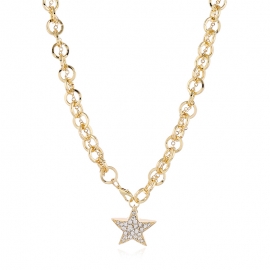 Thick chain five-pointed star diamond sweater chain fashion personality trend cold wind necklace