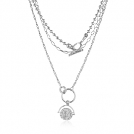 Trend ins harajuku hip hop necklace retro relief personality geometric temperament simple multi-layer necklace