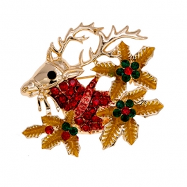 European and american christmas deer brooch, high-end alloy dripping oil creative collar pin brooch
