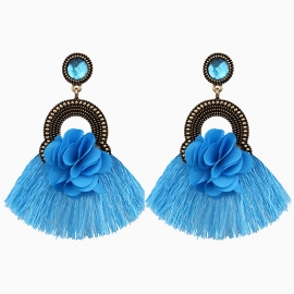 Cross-border exclusively for alloy flower tassel earrings, gem-studded retro star earrings of the same style