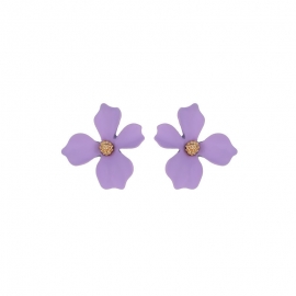 S925 silver needle japanese and korean simple small fresh purple flower earrings sweet girl ins net red geometric earrings
