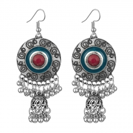 Hot new round oil drop earrings bohemian folk birdcage bell earrings