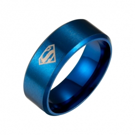 Cross-border hot sale laser marking superman mens stainless steel ring superman european and american fashion mens jewelry wholesale