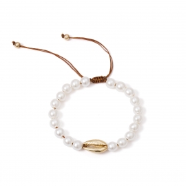 European and american cross-border jewelry, simple round beaded jewelry, shell pearl temperament, geometric adjustable necklace