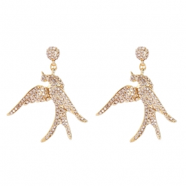 Diamond-studded little swallow pendant earrings women european and american style fashion temperament commuter earrings