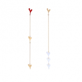 Long girl ins style asymmetric heart-shaped earrings female european and american style temperament accessories