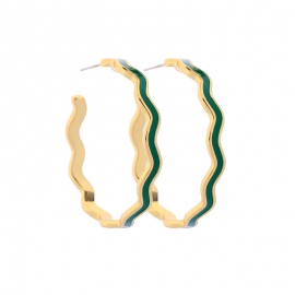 925 silver needle creative wave ring dripping earrings female japanese and korean temperament fashion suitable for round face earrings