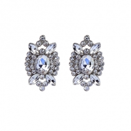 Alloy plating full diamond inlaid earrings female european and american style fashion all-match earrings