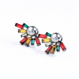Colorful crystal pearl earrings women simple european and american fashion trendy earrings wholesale