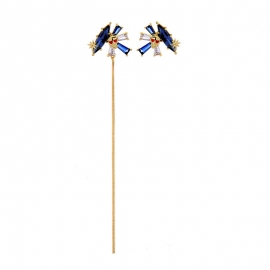 925 silver needle asymmetrical long skull zircon diamond earrings female japanese and korean face thin fashion earrings