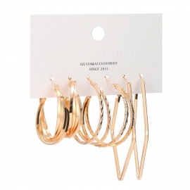 Exaggerated earrings european and american explosive retro gold earrings ladies geometric five-pointed star big circle earrings thin earrings