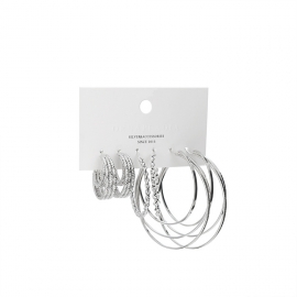 Day of the week earrings set, large circle earrings, gold-plated thin round earrings, multi-ring gypsophila earrings three-piece set wholesale