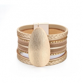 Explosive metallic pu leather bracelet magnet clasp multilayer bracelet european and american brand bracelet cross-border hot sale at amazon