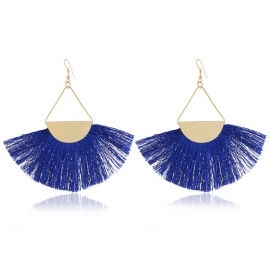 European and american style fashion wild exaggerated popular creative ear jewelry ethnic style geometric fan-shaped tassel multicolor earrings