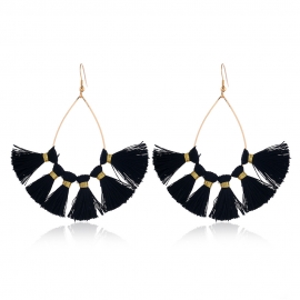 Cross-border earrings european and american style exaggerated tassel big earrings amazon new hand-woven winding fan-shaped earrings