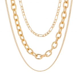 European and american cross-border retro exaggerated thick chain necklace multi-layered wearing chain hip hop necklace simple clavicle chain female