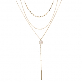 Factory direct multi-layer necklace 18k gold clavicle chain baroque pearl pendant christmas love accessories