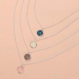 European and american foreign trade fashion jewelry simple and versatile crystal cluster multicolor stacked clavicle chain detachable round necklace