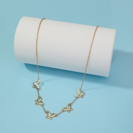 European and american cross-border new jewelry, wild personality tassel hollow butterfly necklace female simple temperament single layer necklace